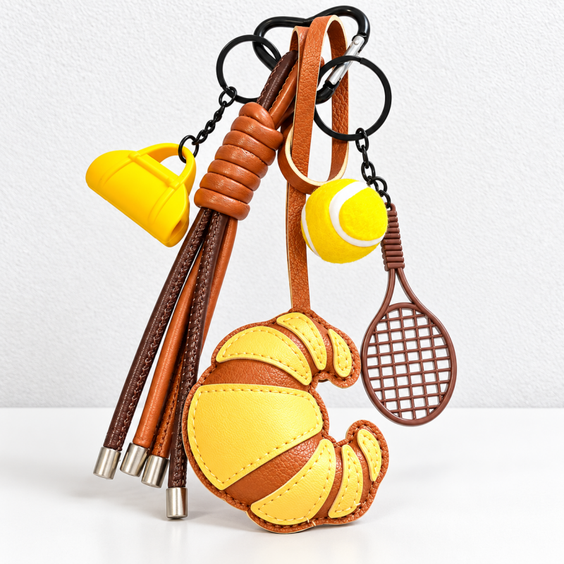 CouldNook Tennis Bag Charm - Croissant Detail and Knotted Hanging Strands