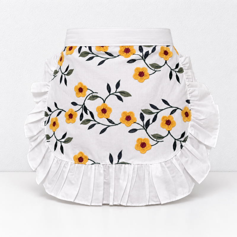 CouldNook Patterned Cooking Apron - Visible Embroidered Detail Kitchen Wear