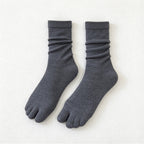 CouldNook Split-Toe Crew Socks - Solid Knit And Separate Big-Toe Section