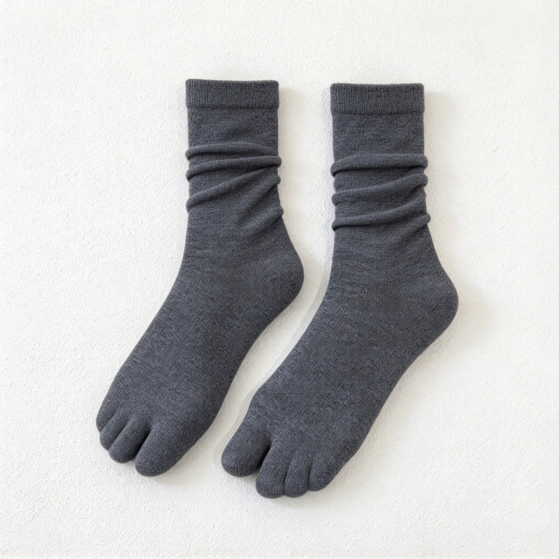 CouldNook Split-Toe Crew Socks - Solid Knit And Separate Big-Toe Section