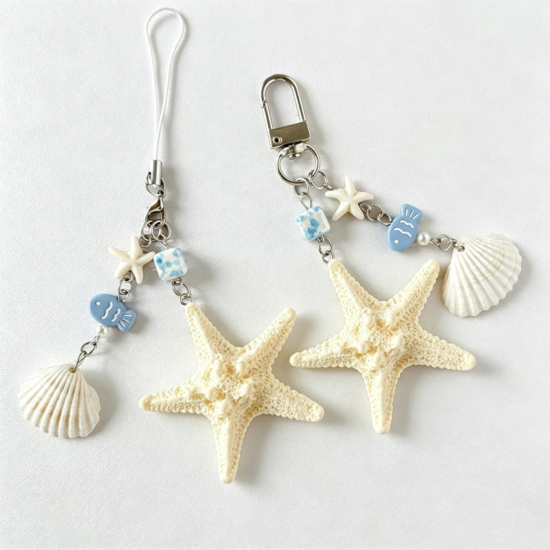 CouldNook Shell and Starfish Phone Charm - Loop Cord Attachment