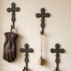 CouldNook Cross Wall Hook - Cast Iron Scrollwork and Curved Tip