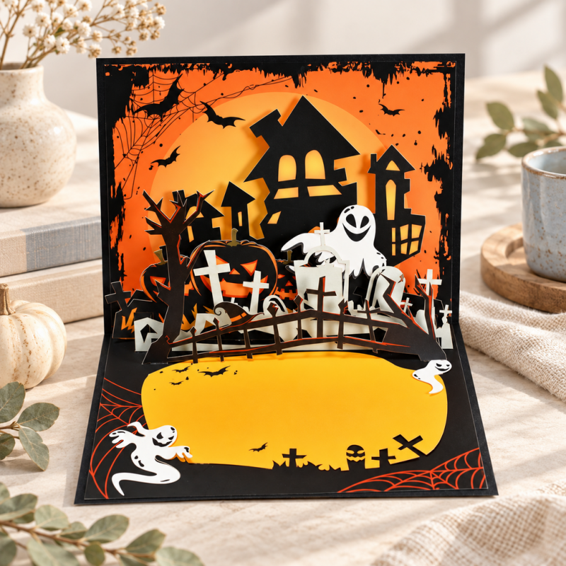 CouldNook Halloween Pop-Up Card - Layered Spooky Scenes and Writing Space