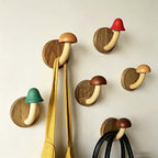 CouldNook Wood Mushroom Wall Hook - Adhesive Screw Options