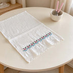 Floral Embroidered Table Cloth with Lace Edge