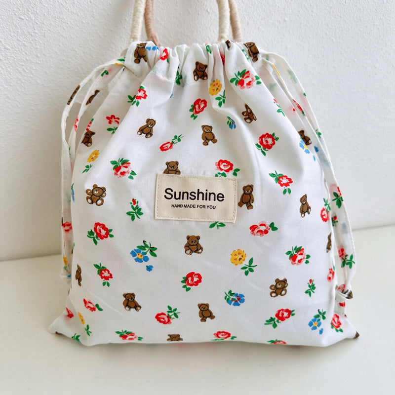 CouldNook Large Floral Drawstring Bag - Six Woodland Prints