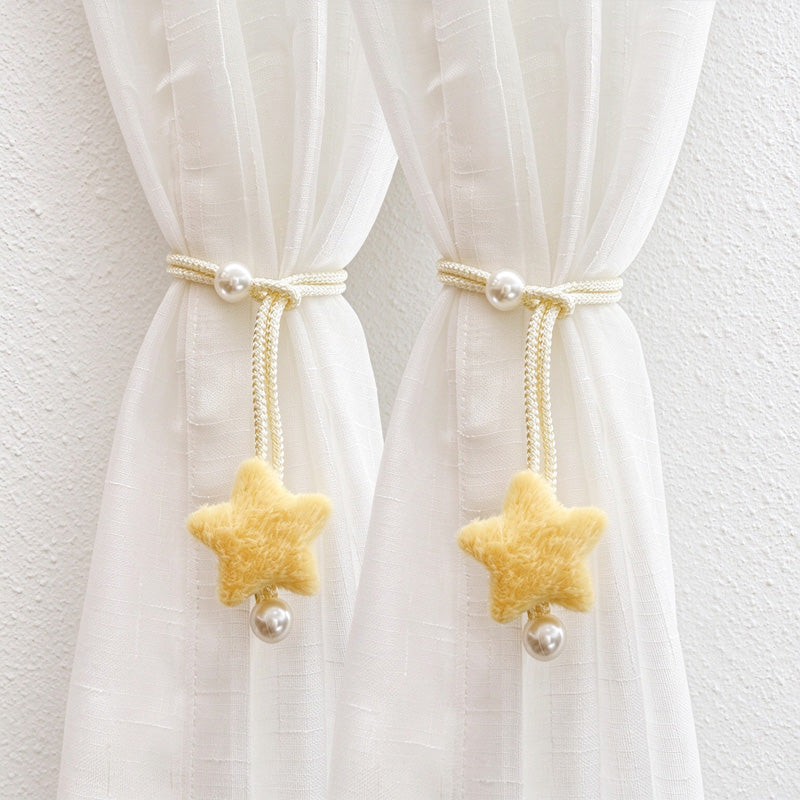 Star Curtain Tieback with Pearl-Like Bead Details