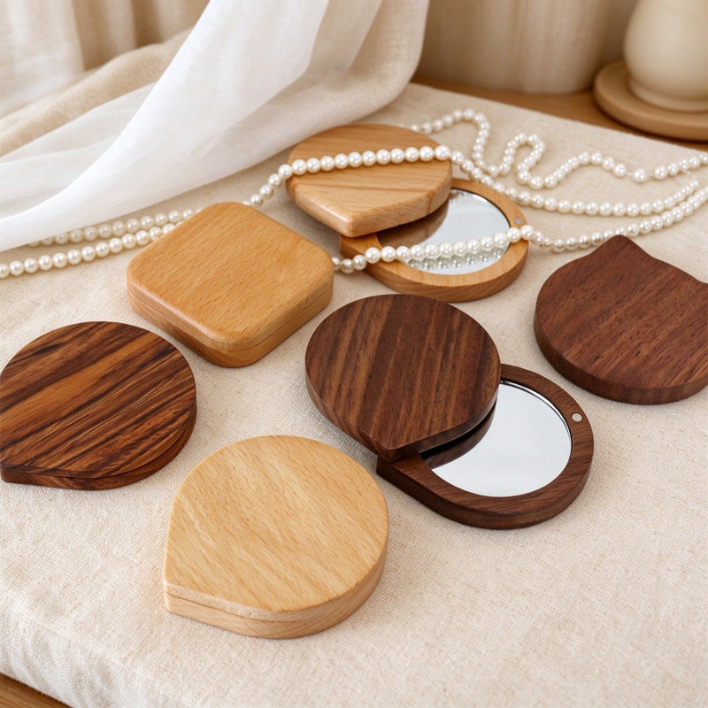 Wooden Pocket Mirrors with Varied Cover Designs