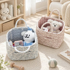 CouldNook Floral Storage Basket - Corduroy Texture and Carry Handles