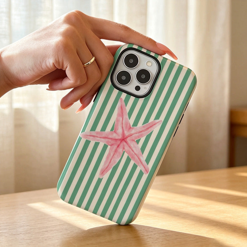 CouldNook iPhone 17 Series 2-in-1 Starfish Stripe Phone Case - Coastal Graphic Cover