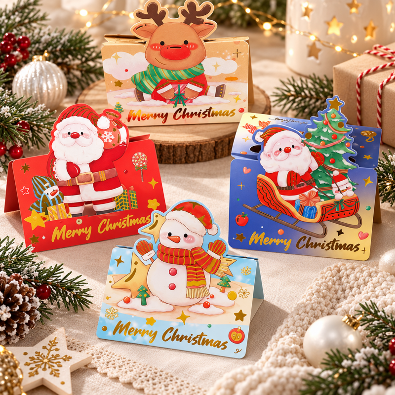 Christmas Card - Shaped Motifs and Gold Greeting