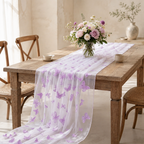 CouldNook Butterfly Mesh Table Runner - Sheer Flocked Party Accent
