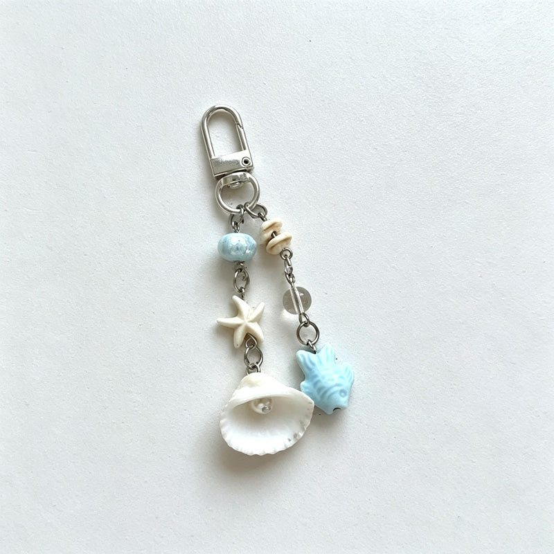 CloudNook Seashell Beaded Keychain‑Ocean Style Bag Pendant