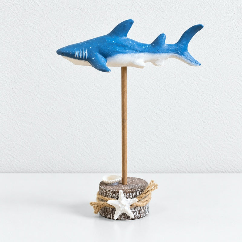 CouldNook Shark Display Ornament - Raised Form And Nautical Base