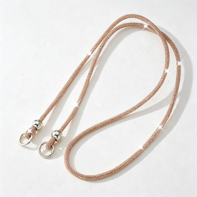 CouldNook Rhinestones Set Long Phone Lanyard with Rounded Bead Sections