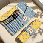 CouldNook Polka Dot Brush Roll - Individual Slots And Zippered Pocket