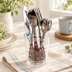 Wood Handle Flatware - Twin Rivets and Sculpted Necks