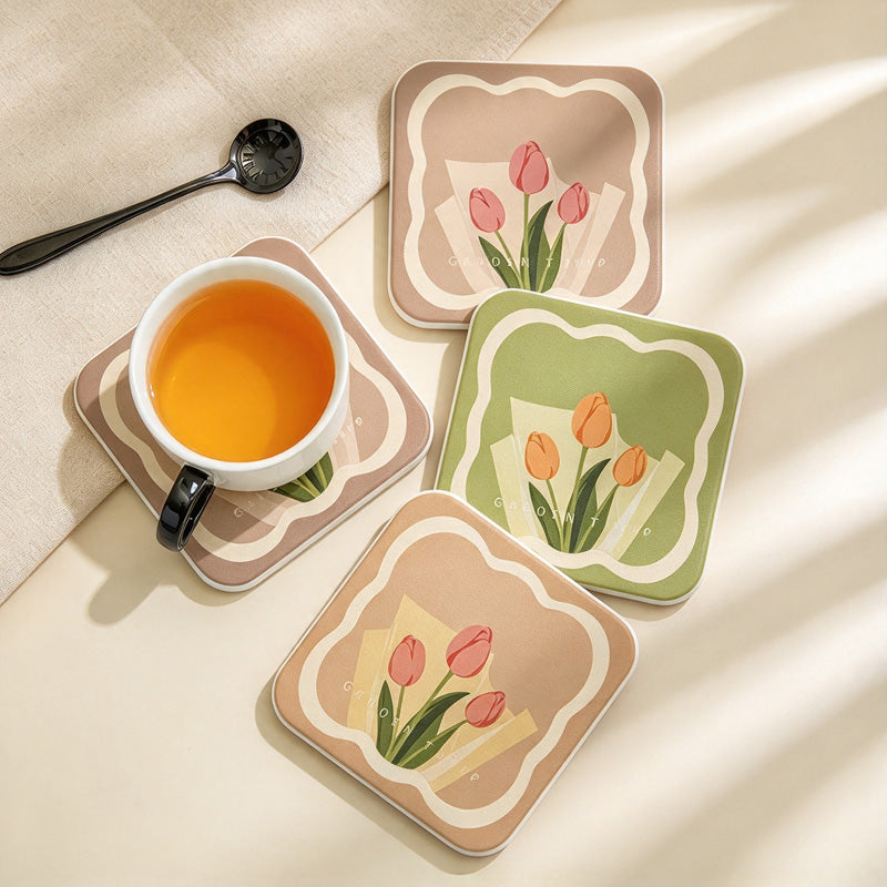 CouldNook Patterned Coaster - Rounded Square and Colorful Illustrated Surface Choices