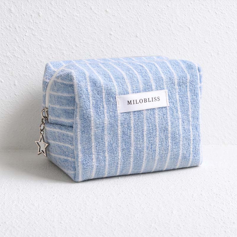 CouldNook Striped Cosmetic Bag - Towel Texture And Star Zipper Pull
