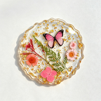 CloudNook Dried Flower Resin Coaster‑Butterfly Decor Cup Mat