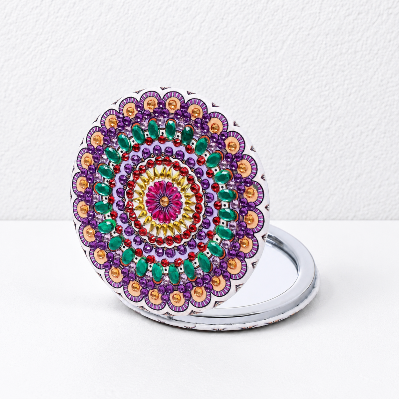 CouldNook Decorative Folding Mirror - Gem-Like Pattern And Double Reflective Interior