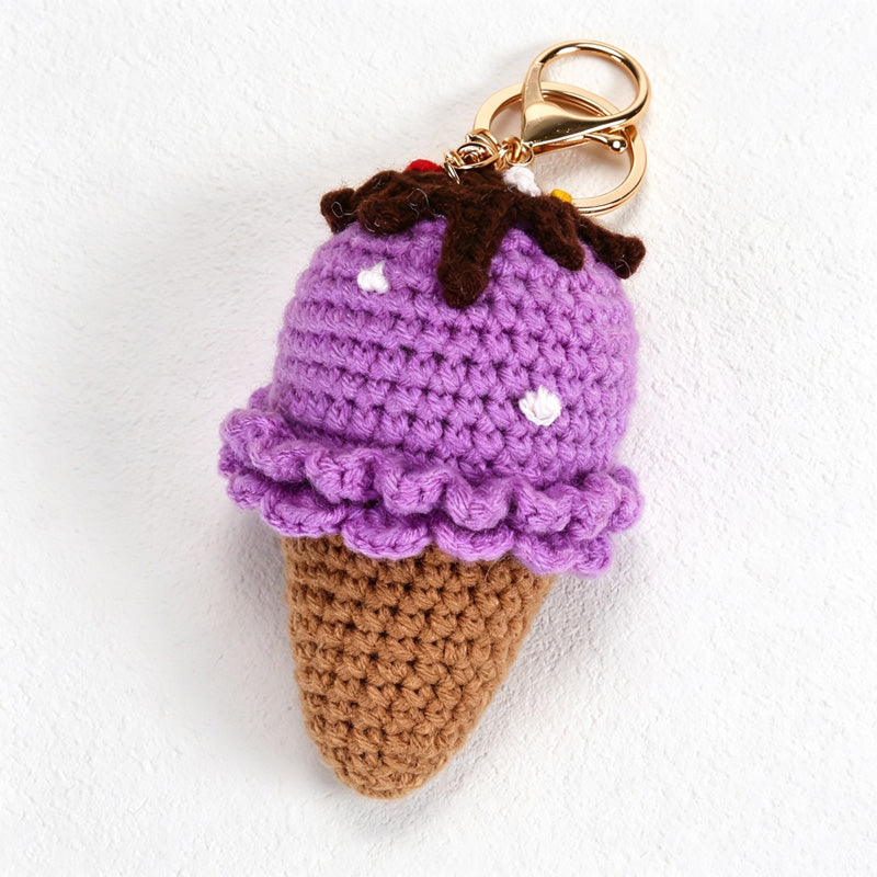 CouldNook Yarn Ice Cream Keychain - Scalloped Scoop Layers