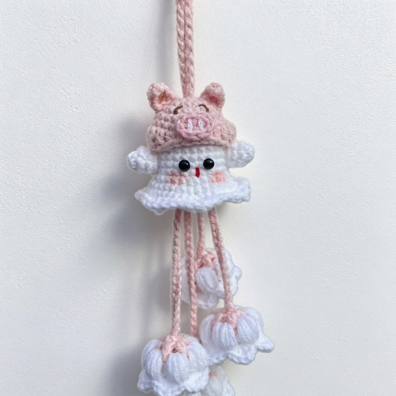 CouldNook Yarn Ghost Hanging Ornament - Witch and Pumpkin Designs