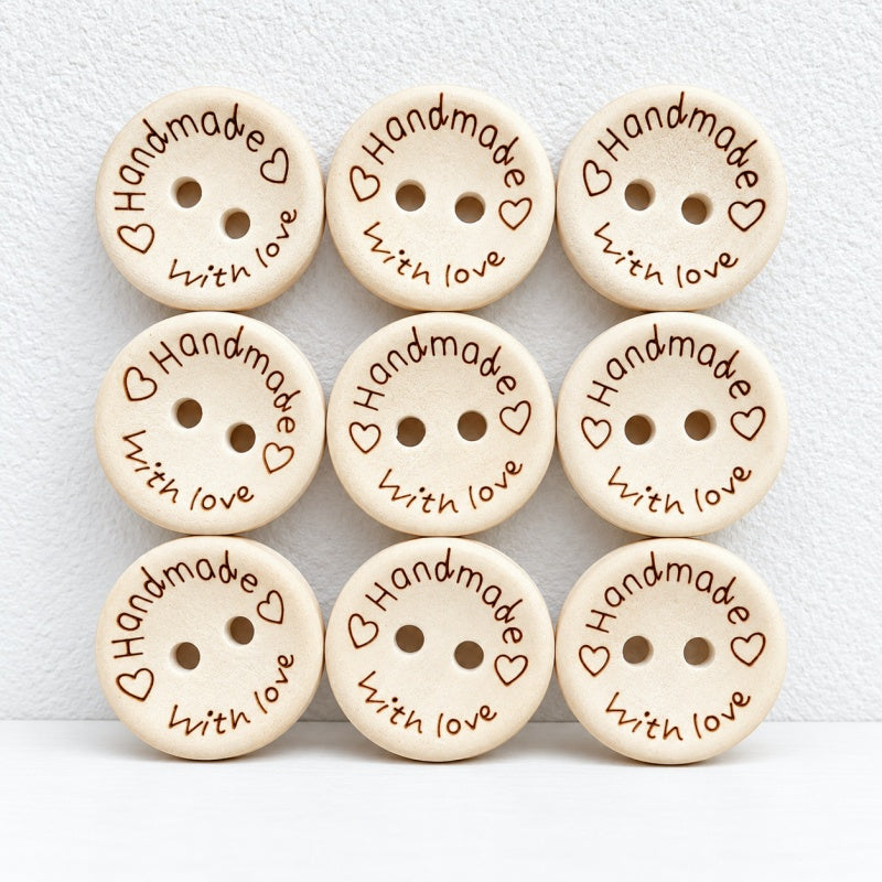 CouldNook Round Wood Buttons - Plain and Lettered Sewing Designs