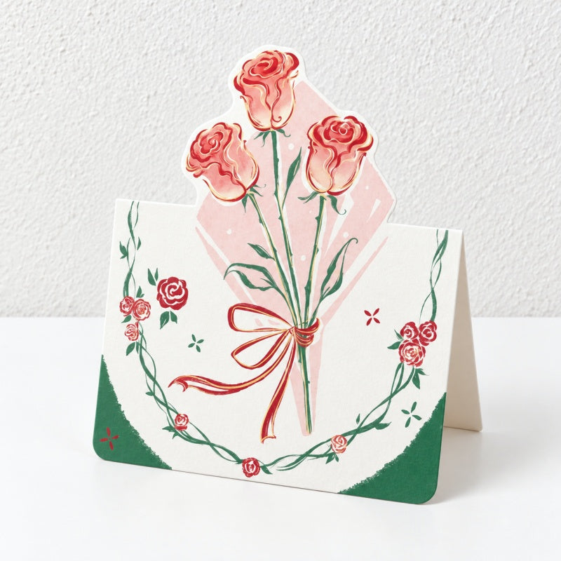 CouldNook Rose Bouquet Greeting Card - Shaped Floral Pop Up