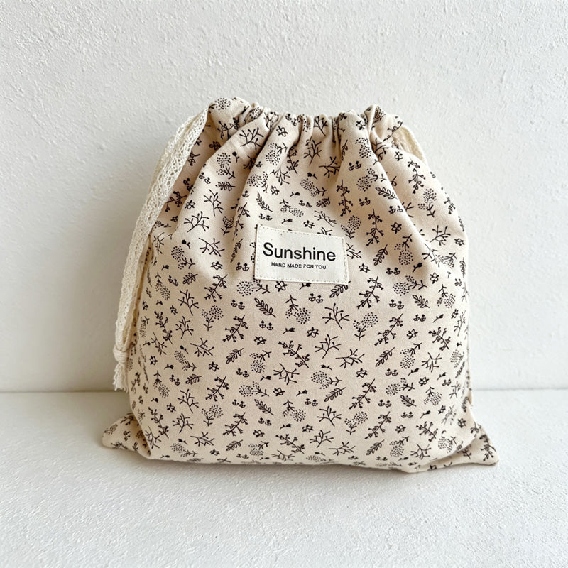 CouldNook Cotton Drawstring Bag - Eight Earth-Tone Floral Designs