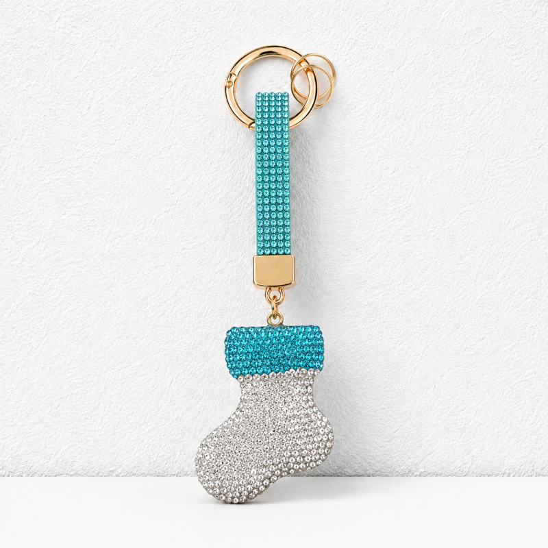 CouldNook Christmas Rhinestone Keychain - Festive Snowman Charm