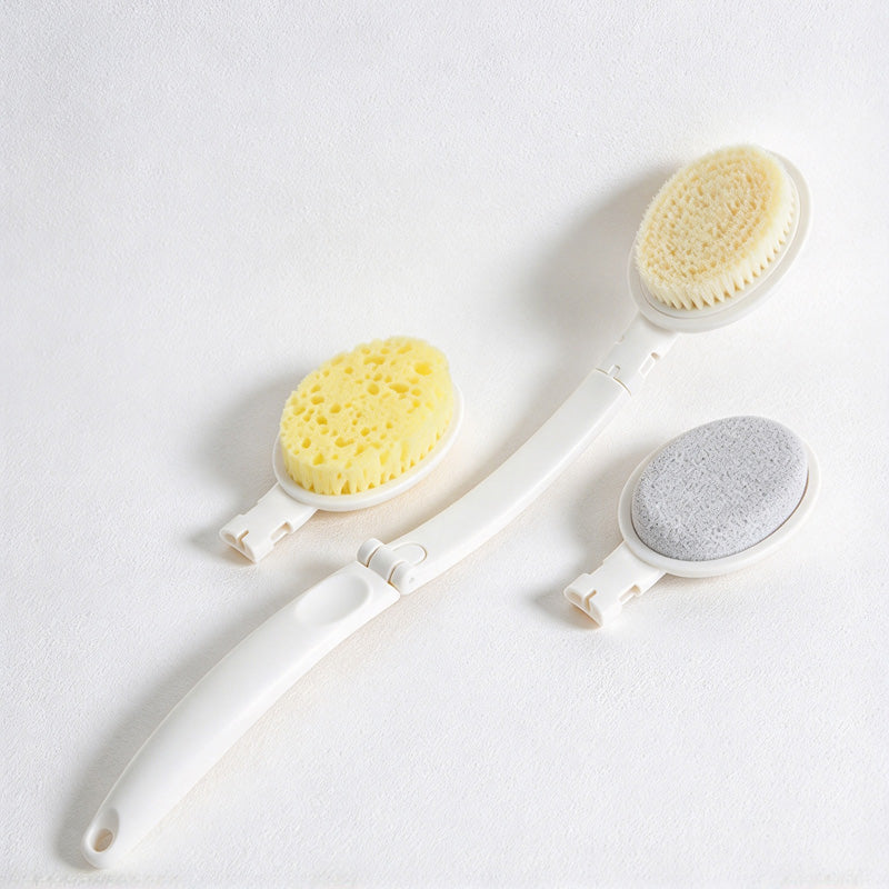 CouldNook Bath Brush Set - Folding Handle And Three Interchangeable Heads