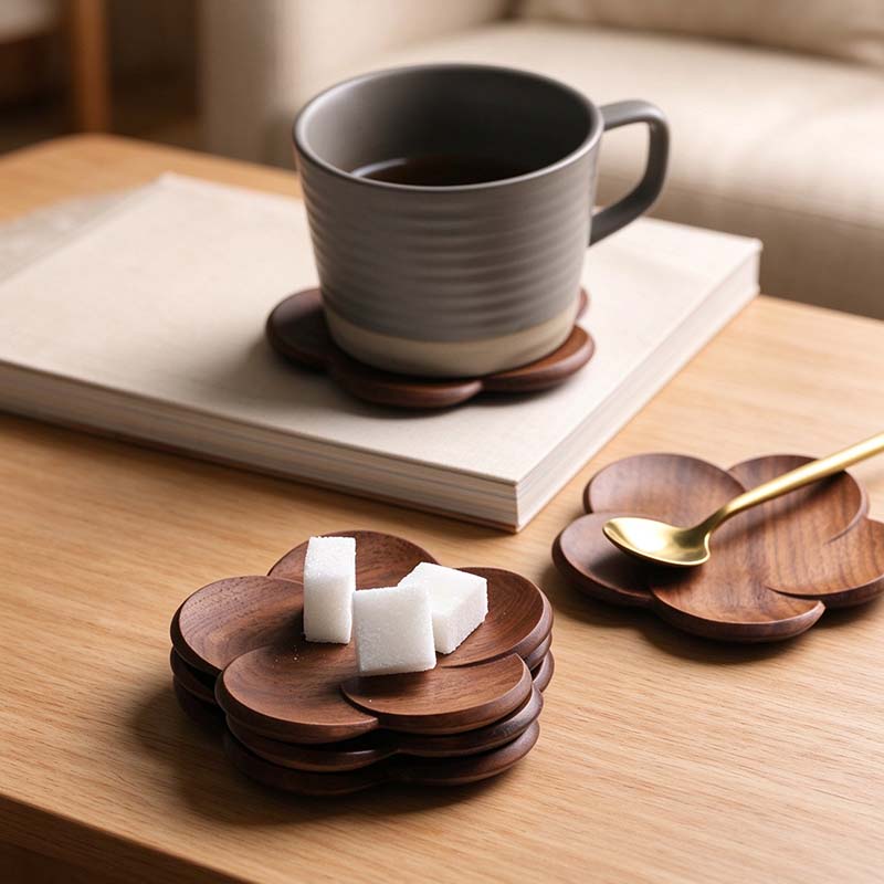 CouldNook Walnut Flower Coaster - Overlapping Petals