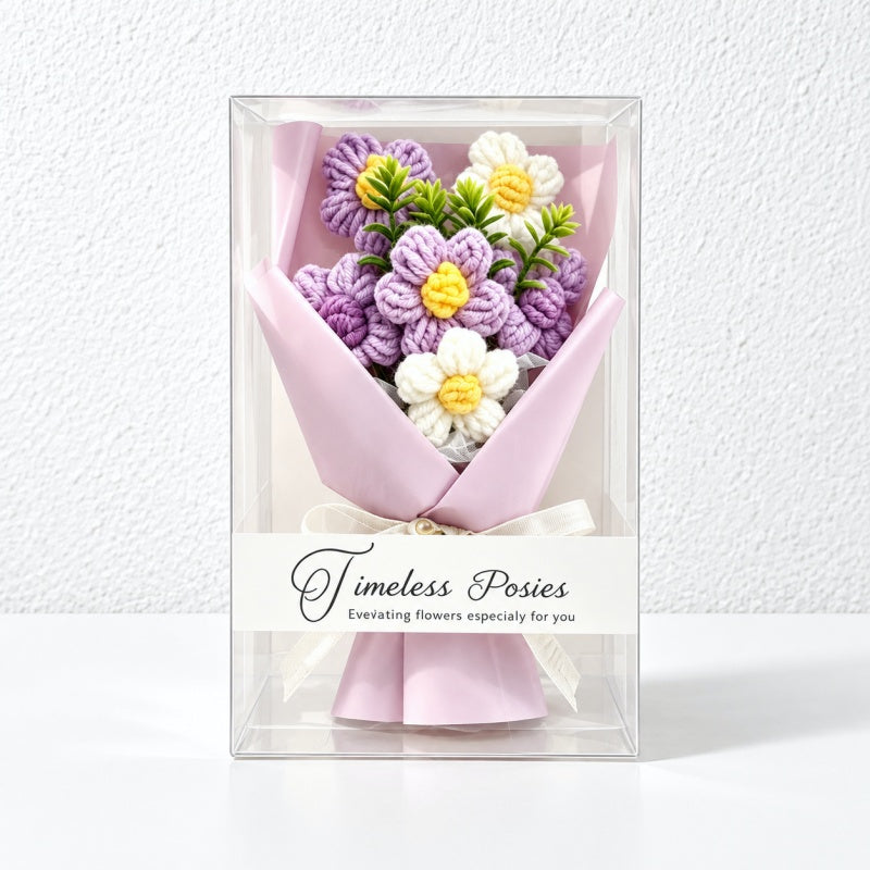 CouldNook Knitted Flower Bouquet - Wrapped Petals for Thoughtful Gifting