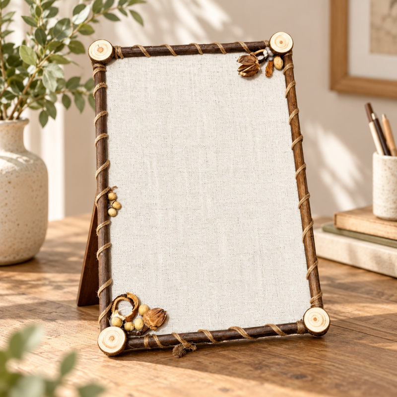 Woodland Photo Frame - Branch Border and Pinecone Accents