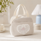 CouldNook Corduroy Lunch Bag - Lace Heart and Top Handle