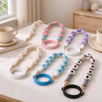 Water Bottle Carry Strap with Beads or Woven Flowers