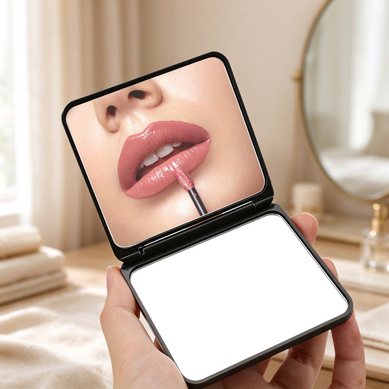 Rhinestone Folding Compact Mirror with Dual Reflective Panels