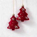 CouldNook Flocked Christmas Ornament Set - Glitter Details and Hanging Loops
