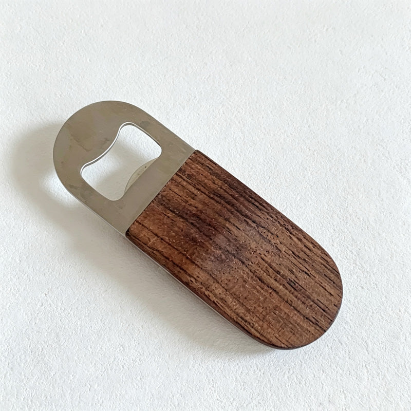 CouldNook Magnetic Bottle Opener - Walnut Handle and Exposed Metal Opening Slot