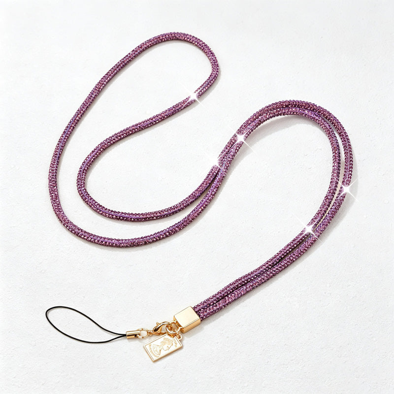 CouldNook Rhinestones Set Crossbody Phone Strap with Closely Set Reflective Stones
