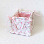 CouldNook Quilted Storage Basket - Open Top And Decorative Corner Ties