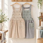 CouldNook Patterned Cooking Apron - Ruffled Edge Detail Kitchen Wear