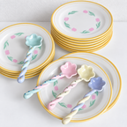CouldNook Ceramic Flower Spoon - Long Twisted Pastel Handle
