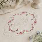 CouldNook French Lace Table Placemat - Rose Embroidered Mat
