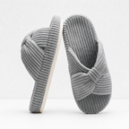 CouldNook Bow Cross Strap Slipper - Corduroy Open Toe Design