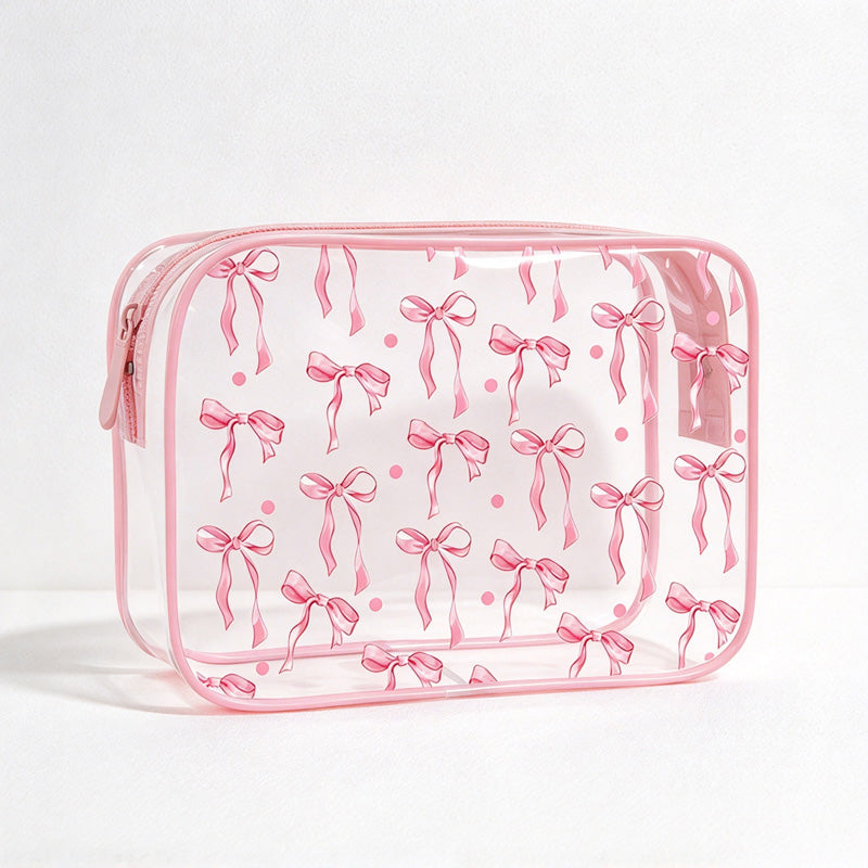 CouldNook Clear Bow Makeup Bag - Printed Ribbons And Matching Trim