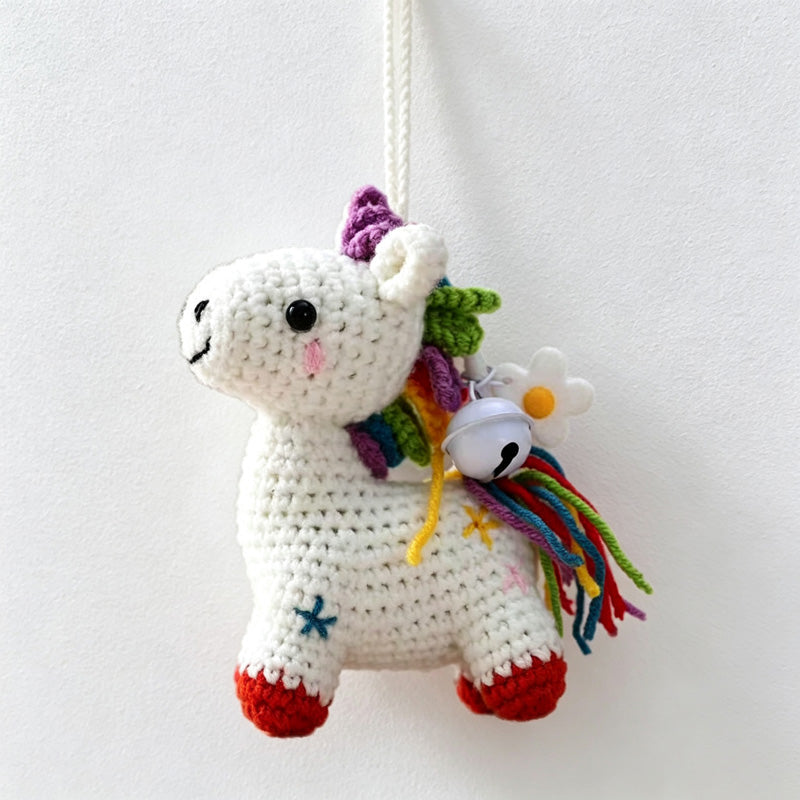 CouldNook Yarn Rainbow Horse Ornament - Colorful Mane Details