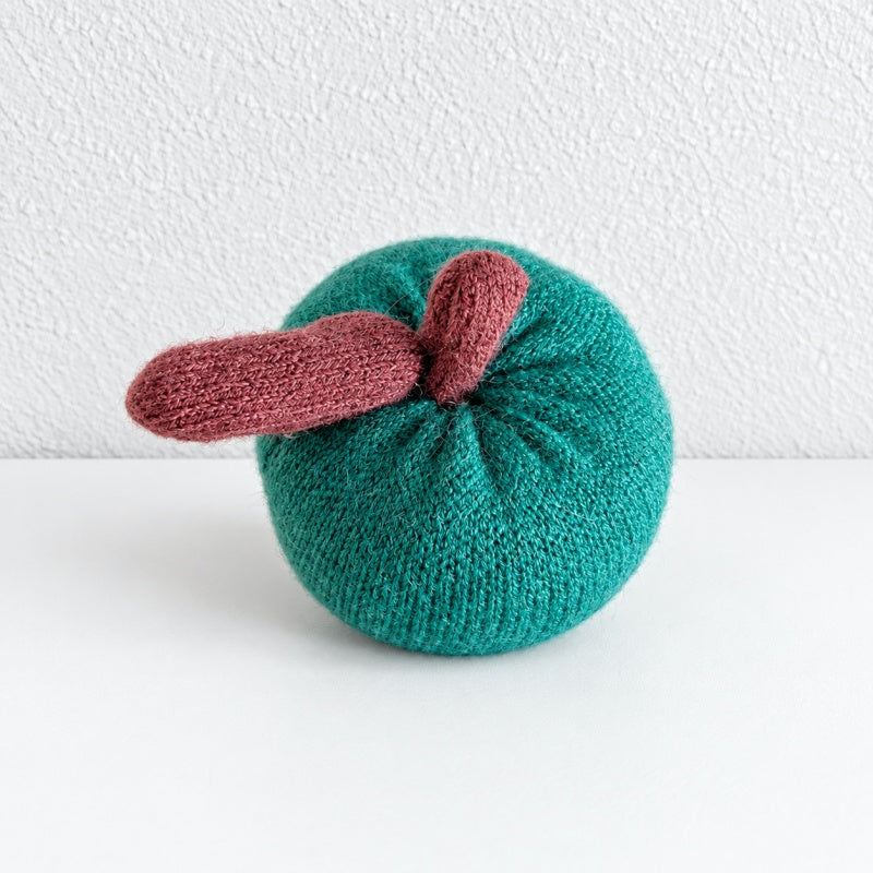 CouldNook Knitted Apple Ornament - Stem and Leaf Shelf Accent