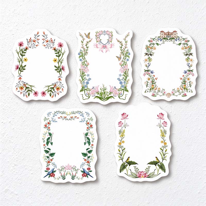 CouldNook Floral Memo Paper Pack - Shaped Borders And Embossed Texture